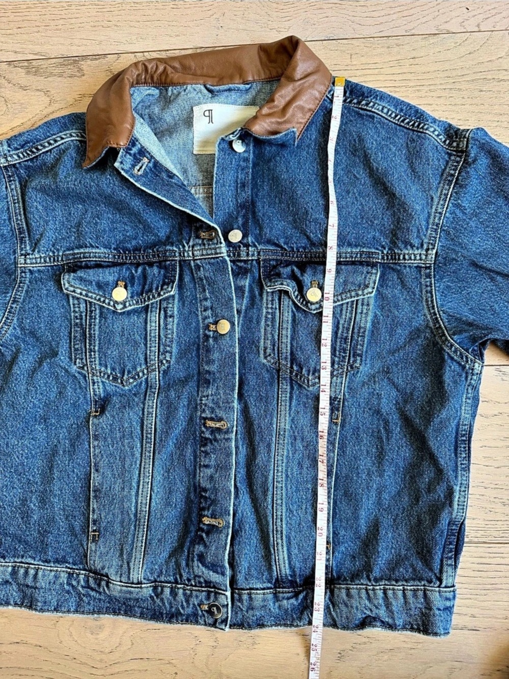 PILCRO The Weston Faux Leather-Collar Denim Boyfriend Jacket Sz: Small - Picture 11 of 13